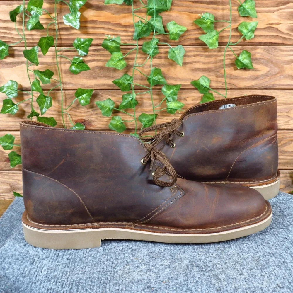 Clarks Bushacre Mens Chukka Boots Size 12 Daily Wear Brown Leather